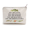 Picture of You Are Loved You Are Enough Makeup Case Self-Worth Cosmetic Bag Positive Affirmation Toiletry Bag Gift Motivation Quotes Sister Gift (You are loved)
