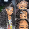 Picture of 13x4 Deep Wave Lace Front Wigs Human Hair 180% Density Deep Wave Frontal Wigs Human Hair HD Lace Curly Wigs for Black Women Pre Plucked with Baby Hair Curly Lace Front Wig Human Hair 24 Inch