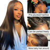 Picture of 13x4 Lace Front Wigs Human Hair Pre Plucked 180% Density Straight Lace Front Wigs Human Hair HD Lace Frontal Wigs Human Hair for Women Natural Black with Baby Hair Glueless Wigs Human Hair 20 Inch
