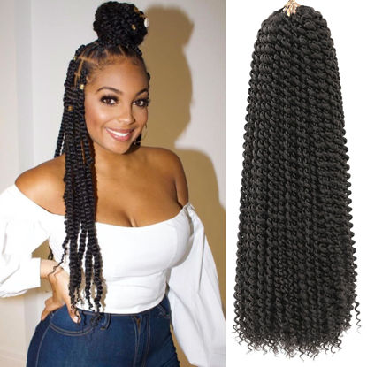 Picture of Passion Twist Hair 20 Inch 8 Packs Water Wave Crochet Hair Curly Braiding Hair For Butterfly Locs Long Bohe Crochet Braids (20 Inch (Pack of 8), 2#)