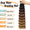 Picture of Eerya Long Curly Braiding Hair 24 Inch 2 Packs Ocean Wave Crochet Hair for Black Women Deep Wave Braiding Hair for Boho Braids（24 inch, T1B/30/27）