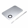 Picture of 2 Pcs Stainless Steel Cosmetic Makeup Palette, Professional Cosmetic Mixing Makeup Palette Spatula Makeup Artist Tool, Beauty Salon Color Cream Mixing Palette With A Spatula Makeup Nail Art Palette
