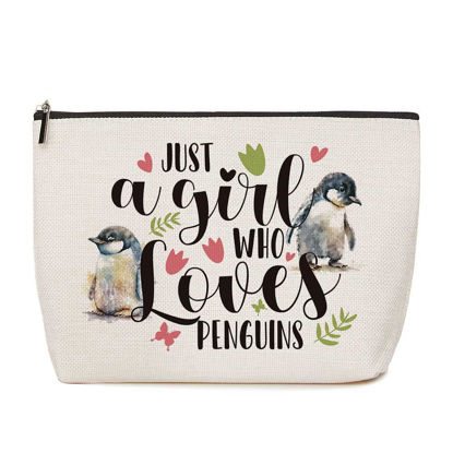 Picture of Penguin Gifts Penguin Makeup Bag Gifts for Penguin Lover Friendship Birthday Gifts for Women Girl Gift Idea for Animal Lover Just A Girl Who Loves Penguins Christmas Gifts