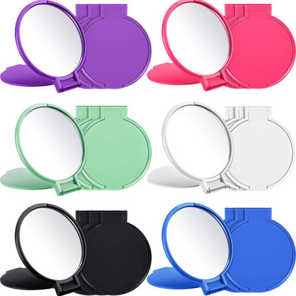 Picture of Jetec Mini Folding Mirror Round Compact Mirror Portable Pocket Mirror Makeup Small Mirror Vintage Portable Travel Makeup Mirror Women (Classic Colors,18 Pieces)