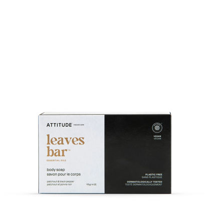 Picture of ATTITUDE Bath and Shower Body Soap Bar, EWG Verified, Plastic-free, Plant and Mineral-Based Ingredients, Vegan and Cruelty-free Personal Care Products, Patchouli and Black Pepper, 4 Ounces