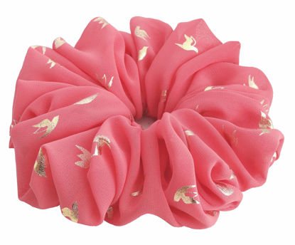 Picture of 26 Colors Available, Colorful Big Scrunchies for Hair, Soft Chiffon Ponytail Holder, Cute Birthday Gift for Women Girl Teen, Holiday Accessory (Pink Rose Gold)