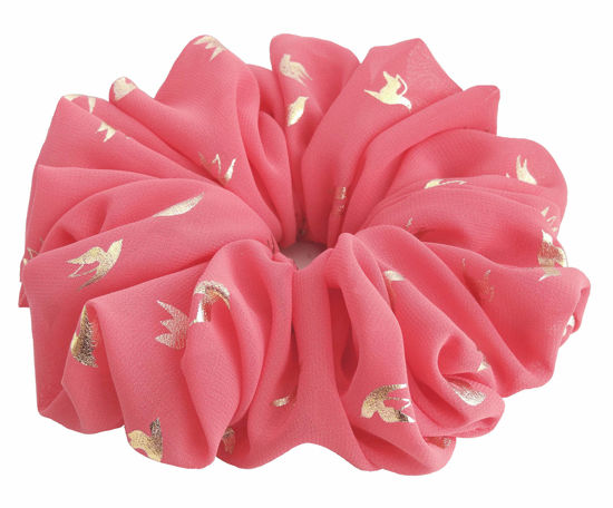 Picture of 26 Colors Available, Colorful Big Scrunchies for Hair, Soft Chiffon Ponytail Holder, Cute Birthday Gift for Women Girl Teen, Holiday Accessory (Pink Rose Gold)