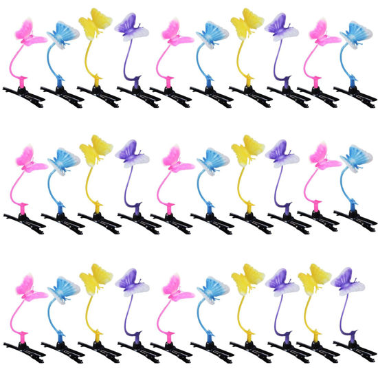 Picture of 30 Pcs Bean Sprout Hair Clips Mixed Style Plant Hairpins Flower Plant Hair Clip Little Grass Barrette Butterfly Headwear Hair Accessories for Women Girl School Home Party Christmas