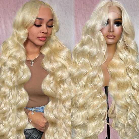 Picture of Alipeacock 613 13x6 Lace Front Wig Human Hair 200% Density Body Wave Blonde Lace Front Wigs Human Hair Pre Plucked Blonde Wig Human Hair 613 36inch
