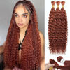 Picture of Dark Ginger Human Braiding Hair Deep Water Wave Bulk Human Hair 150g 24 Inch Color 350 Curly Human Hair for Boho Braids Hair Extensions No Weft 3 Braids Per Pack Wet and Wavy Human Hair Braiding Hair