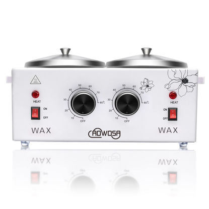 Picture of Double Wax Warmer Professional Electric Wax Heater Machine for Hair Removal, Dual Wax Pot Paraffin Facial Skin Body SPA Salon Equipment with Adjustable Temperature Set