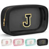 Picture of YOOLIFE Initial Travel Essentials Makeup Bag, Skin Care Clear Toiletry Bag Pouch Cosmetic Bag Case Large Makeup Bag Personalized Birthday Gifts for Women Valentines Day Gifts for Her Wife Black J