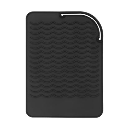 Picture of Heat Resistant Mat for Curling Iron, Flat Irons and Hair Straightener Hair Styling Tools 9" x 6.5", Food Grade Silicone, Black