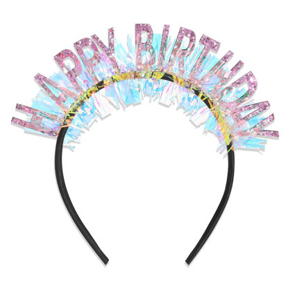 Picture of CIEHER Happy Birthday Headband for Women Girls Birthday Crown Birthday Tiara Birthday Gifts Birthday Decorations Pink