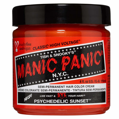 Picture of MANIC PANIC Psychedelic Sunset Hair Dye - Classic High Voltage - Semi Permanent Hair Color - Radiant, Fiery Orange Shade - Vegan, PPD & Ammonia Free for Hair Coloring on Men & Women