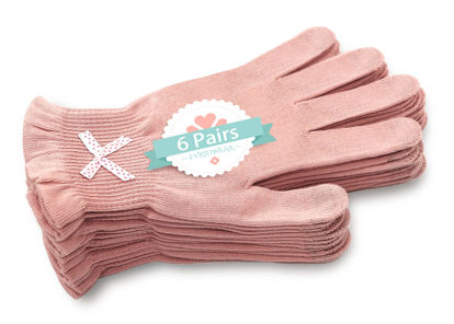 Picture of Evridwear Beauty Cotton Gloves with Touchscreen Fingers for SPA, Eczema, Dry Hands, Hand Care, Day and Night Moisturizing, 3 Sizes in Feather or Light Weight(6 Piars S/M, Light Weight Pink Color)