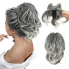 Picture of CJL HAIR Claw Clip Short Ponytail Hair Extensions DIY Bendable Metals Messy Bun Hair Piece for Wonen Wavy Curly Synthetic Fake Hairpieces Salt and Pepper