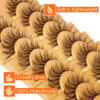 Picture of Brown Lashes Strip Natural Looking Cat Eye Lashes Brown Eyelashes Wispy Fluffy Clear Band Brown Eye Lash Pack 8 Pairs