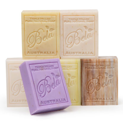 Picture of BELA, 6 Bar Variety Pack - Sandalwood, Goats Milk, Lavender, Patchouli, Oatmeal, and Almond, All Skin Types, (93 g) 3.3 oz each - 6 Pack