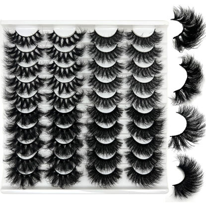 Picture of IFSOWDRA Mink Lashes, D Curl False Strip Lashes, Volume 20/25mm Long Dramatic Lashes 3D Mink Cat Eye Lashes Pack, Wispy Mink False Eyelashes Natural Look (4 Styles)