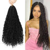 Picture of 8 Packs Crochet Box Braids-16 Inch Boho Box Braids Crochet Braids Hair Bohomian Box Braid Crochet Hair Synthetic Braiding Hair Goddess Box Braids Crochet Hair for Black Women(1B)
