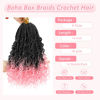 Picture of 8 Packs Crochet Box Braids- 14 Inch Bohomian Box Braid Crochet Hair Synthetic Braiding Hair Goddess Box Braids Crochet Hair for Black Women(14(8Packs), 1B/Pink)
