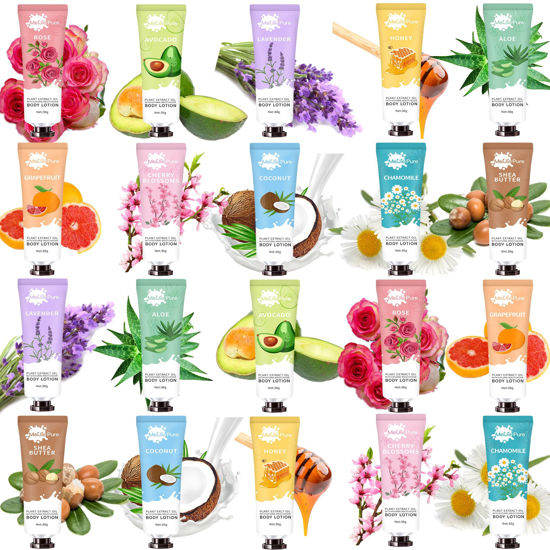 Picture of 20 Pack Lotion for Women, Body Lotion for Dry Skin,Valentines Day Gifts for Her,Gifts for Women,Teacher Gifts,Travel Size Lotion, Natural Fragrance Body Moisturizer With Shea Butter,Baby Shower Favors
