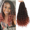 Picture of 8 Packs Goddess Box Braids Crochet Hair-14 Inch Crochet Box Braids Pre-looped Bohomian Crochet Braids Hair Synthetic Braiding Hair Extensions Crochet Hair for Black Women (1B/350)