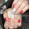 Picture of Christmas Red Press On Nails Medium Coffin Fake Nails Cute Gingerbread Man Design Xmas False Nails Acrylic Glue On Nails Reusable Stick On Nails for Women 24pcs
