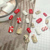 Picture of Christmas Red Press On Nails Medium Coffin Fake Nails Cute Gingerbread Man Design Xmas False Nails Acrylic Glue On Nails Reusable Stick On Nails for Women 24pcs