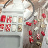 Picture of Christmas Red Press On Nails Medium Coffin Fake Nails Cute Gingerbread Man Design Xmas False Nails Acrylic Glue On Nails Reusable Stick On Nails for Women 24pcs