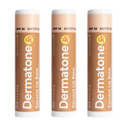 Picture of Dermatone Coconut Lip Balm | Moisturizing & Medicated, Aloe & Vitamin E | Chapped and Cracked Lips | SPF 30 | Coconut, 3-Pack 0.15oz sticks
