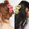 Picture of Ahoney 6PCS Flower Claw Clips Cute Hair Clips for Women, Large Claw Clip for Thick Hair Nonslip, Hawaiian Hibiscus Flower Hair Clips Beach Hair Accessories for Women Girls (Cute style)