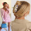 Picture of Ahoney 6PCS Flower Claw Clips Cute Hair Clips for Women, Large Claw Clip for Thick Hair Nonslip, Hawaiian Hibiscus Flower Hair Clips Beach Hair Accessories for Women Girls (Cute style)