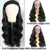 Picture of Headband Wig Human Hair Body Wave Headband Wigs for Black Women Non Lace Front Human Hair Headband Wig Brazilian Virgin Hair Wear and Go Guleless Wigs Natural Color (12" Headband Wigs)
