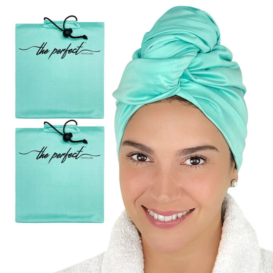 Picture of THE PERFECT HAIRCARE Microfiber Hair Large Towels Wrap for Women - Smooth as Silk - Anti-Frizz for Curly, Wavy, Straight Hair Girls - Plopping Essential - Easier to Use Than a T-Shirt - 2 Pack