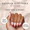 Picture of Glamnetic Press On Nails - Mrs. Claus | Semi-Transparent Red French Tip Santa Hat Short Almond False Nails, Reusable Stick On Fake Nails with Glue | Salon Quality | 15 Sizes - 30 Nail Kit