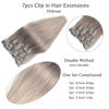 Picture of Clip in Hair Extensions Real Human Hair, Platinum Silver Human Hair Clip in Extensions for Women, 18 Inch 7 Pieces 70G/Set Double Weft Hair Extensions Clip in Human Hair for Girls