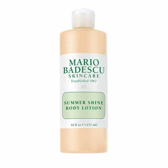 Picture of Mario Badescu Summer Shine Body Lotion Enriched with Vitamin A, Lightweight and Radiant, Non-Greasy Candlelit Glow Body Shimmer, Ideal for All Skin Types, 16 oz.