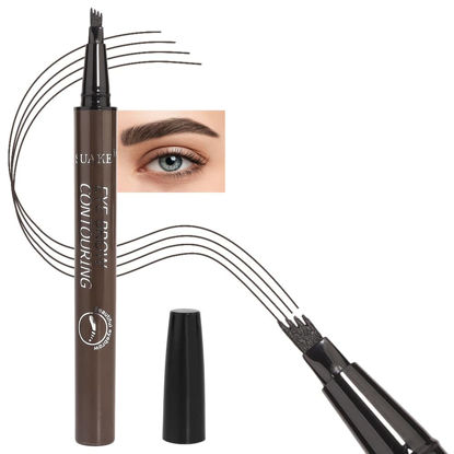 Picture of Kaely Magical Precise Waterproof Brow Pen,Suake Eyebrow Contouring Pen,4 Tip Eye Brow Pencils for Women Makeup,lapiz de cejas 3d Microblading Eyebrow Pen Pencil,24h Smudge Proof,03 Black Brown