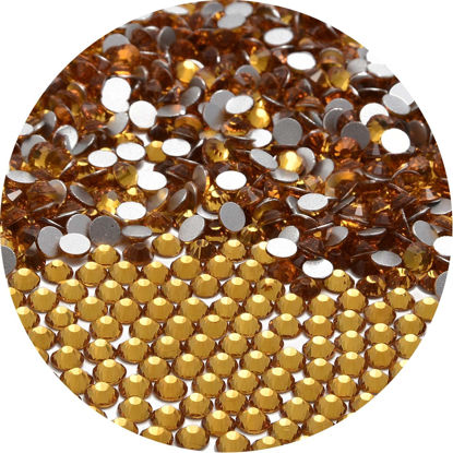 Picture of NCB 1500pcs Flatback Round Glass Nail Art Rhinestones Crystal for DIY Making Accessories Shoes, Clothes, Face Art, Bags, Manicure (Topaz, SS20 1500pcs)