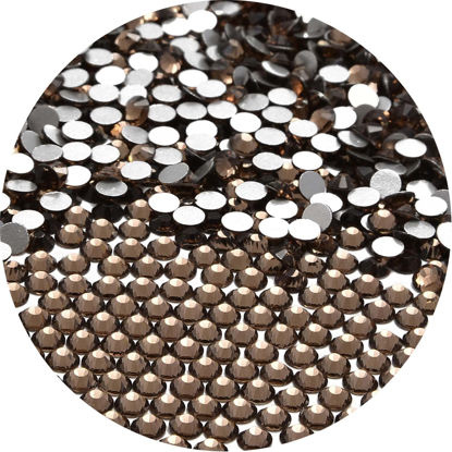 Picture of NCB 1500pcs Flatback Round Glass Nail Art Rhinestones Crystal for DIY Making Accessories Shoes, Clothes, Face Art, Bags, Manicure (Smoked Topaz, SS20 1500pcs)