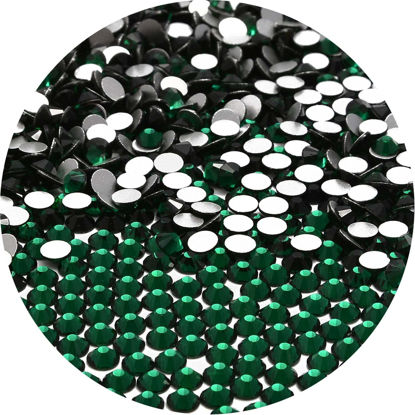 Picture of NCB 1500pcs Flatback Round Glass Nail Art Rhinestones Crystal for DIY Making Accessories Shoes, Clothes, Face Art, Bags, Manicure (Emerald, SS20 1500pcs)
