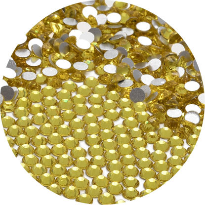 Picture of NCB 2000pcs Flatback Round Glass Nail Art Rhinestones Crystal for DIY Making Accessories Shoes, Clothes, Face Art, Bags, Manicure (Citrine, SS10 2000pcs)