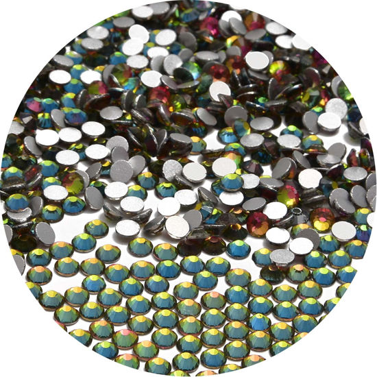 Picture of NCB 1500pcs Flatback Round Glass Nail Art Rhinestones Crystal for DIY Making Accessories Shoes, Clothes, Face Art, Bags, Manicure (Vitrail Medium, SS16 1500pcs)