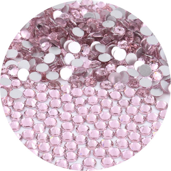 Picture of NCB 1500pcs Flatback Round Glass Nail Art Rhinestones Crystal for DIY Making Accessories Shoes, Clothes, Face Art, Bags, Manicure (Lt. Rose, SS16 1500pcs)