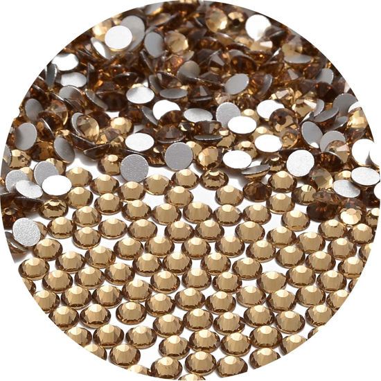 Picture of NCB 1500pcs Flatback Round Glass Nail Art Rhinestones Crystal for DIY Making Accessories Shoes, Clothes, Face Art, Bags, Manicure (Lt. Topaz, SS16 1500pcs)