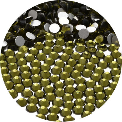 Picture of NCB 2000pcs Flatback Round Glass Nail Art Rhinestones Crystal for DIY Making Accessories Shoes, Clothes, Face Art, Bags, Manicure (Olivine, SS8 2000pcs)