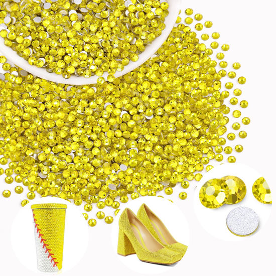 Picture of 2500PCS SS10/2.8mm Crystal Rhinestones (Lemon Yellow), Bedazzling Flatback Glass Rhinestones for Crafting DIY Nail Art Makeup Decoration, Gems Diomand Charms for Tumbler Shoes Clothing Mug
