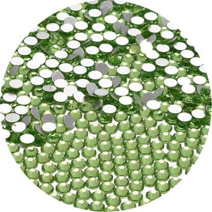 Picture of NCB 1500pcs Flatback Round Glass Nail Art Rhinestones Crystal for DIY Making Accessories Shoes, Clothes, Face Art, Bags, Manicure (Peridot, SS20 1500pcs)
